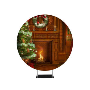 Circle Round Photo Booth Backdrop: Chimney Christmas Photo Backdrop Circle backdrop stand