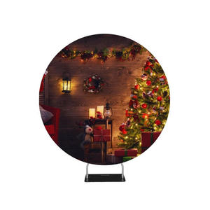 Circle Round Photo Booth Backdrop: Beautiful Living Room Decorated for Christmas Circle Backdrop Stand