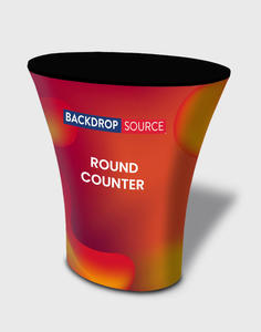 Custom Printed Counters Displays: Round Fabric Display Counter (For Podium & Booth Exhibitions)