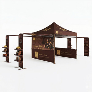 Event Marquee Gazebo: 3m x 3m Canopy Kit with L-Shaped Wings & 4 TV Displays