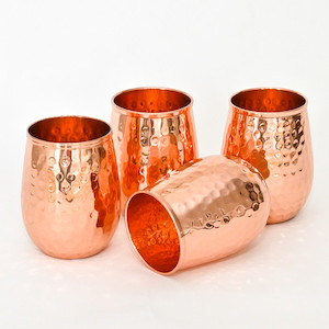 Copper Hammered Stemless Glasses 500 ml (Set of 4 ) Back to basics