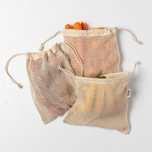 Products: Cotton Mesh Produce Bags (Medium set of 3 ) Back to basics