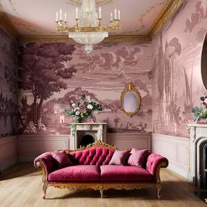 Living Room: View of Italy Panoramic Wallpaper Mural by Back to the Wall