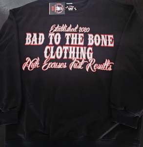 Adult O.G 'BTTB Clothing N.E.J.R' DTF Printed Long-sleeved Black Crew-Neck.