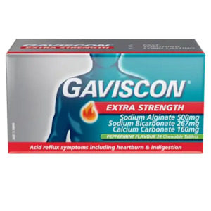 Indigestion 1: Gaviscon X/Str Pepprmint Tablets 24s
