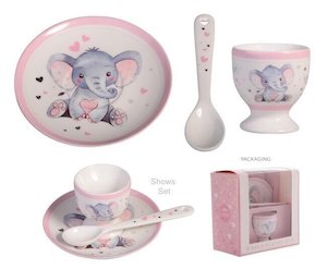 Baby Gifts: Baby Elephant Girl Egg Cup Set