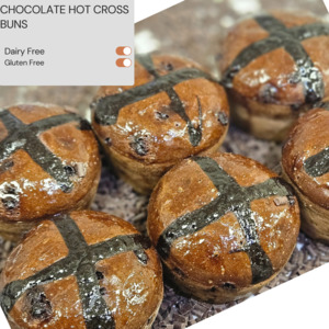 Hot Cross Buns: Chocolate Hot Cross Buns 6pk (GF,DF)