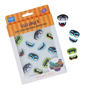 PME Edible Sugar Decorations - Monster Faces 12pc