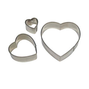 Pastry Cookie Cutters: PME Stainless Steel Heart Cutter 3pc Set