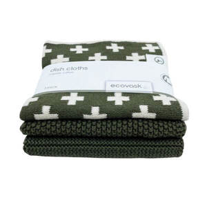Household Cleaning: Ecovask Mixed Dishcloths 3pk Winter Moss
