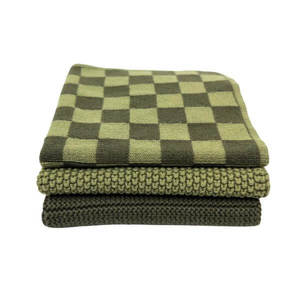 Ecovask Dishcloth Variety 3pk Olive Pistachio Chequer
