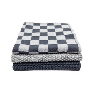 Household Cleaning: Ecovask Dishcloth Variety 3pk Graphite Lunar Chequer