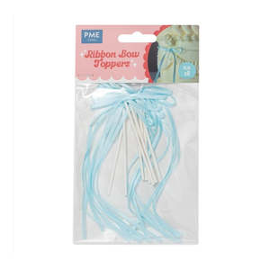 Ribbon Bow Cake Toppers Blue (8pk) - PME