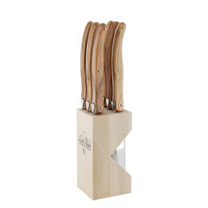 Andre Verdier Laguiole Steak Knife Block 6pce Olivewood
