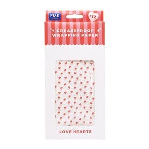 Cake Decorating: PME Wrapping Parchment Paper Love Hearts (12 sheets)