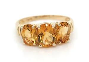 Gold Citrine And Diamond Ring