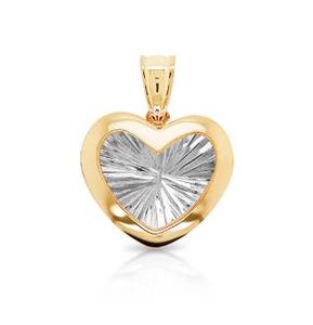 Necklaces And Bracelets: 9ct Yellow & White Gold Heart Pendant