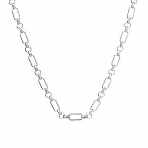 Sterling Silver Mixed Link Necklace - 55cm