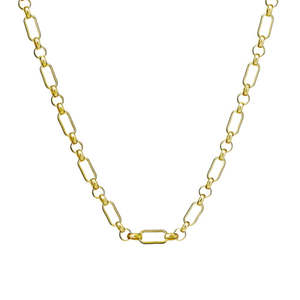 Chains: Gold Plated Mixed Link Necklace - 55cm