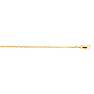 Chains: Yellow Gold 51cm Diamond Cut Round Wheat Chain 30 Gauge