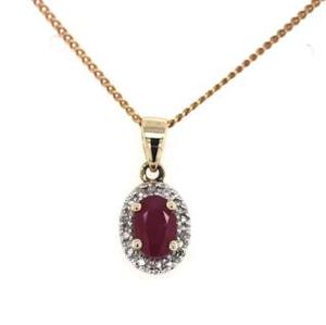 Pendants: Gold Oval Halo Ruby & Diamond Pendant