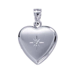 Stg Silver Diamond Set Heart Locket