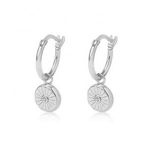 Drop Earrings: Sterling Silver Hoop Earrings With Circle Cz Charm