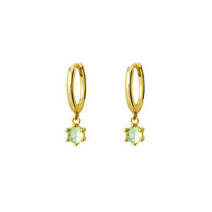 Gold Plated Huggie Earrings With Cz Drop Pendant