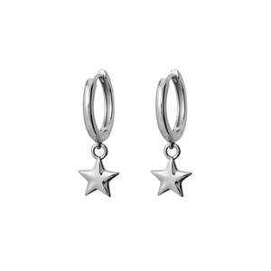 Drop Earrings: Sterling Silver Huggie Earrings With Star Charm