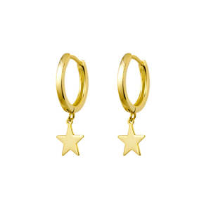 Drop Earrings: Gold Plated Huggie Earrings With Star Charm