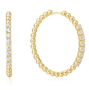 Ania Haie - Gold Plated Large Claw Sphere Beaded Hoop Earrings