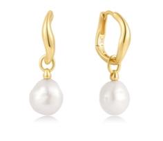 Ania Haie - Gold Plated Freshwater Pearl Drop Hoops