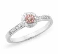 Engagement Rings: 9ct White Gold Ring With White/pink Diamonds