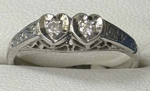 Engagement Rings: 18ct White Gold Double Heart Diamond Ring