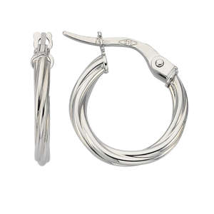 Hoops: White Gold Twist Hoops - 10mm