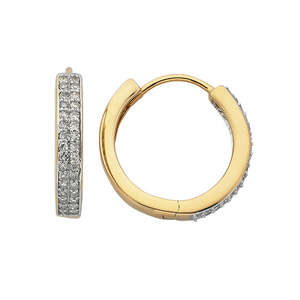 Gold Diamond Huggie Earrings