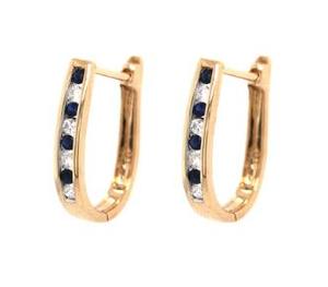 Huggies: Gold Sapphire And Diamond Huggies