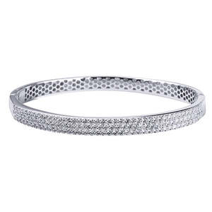 Bangles: Stg Silver Cz Hinged Bangle