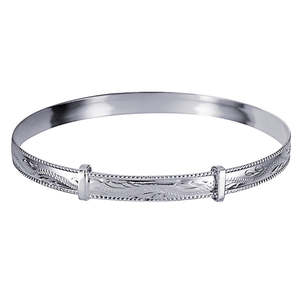 Stg Silver Ladies Engraved Expander Bangle