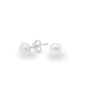Pearl Birthstone Collection: White Button Freshwater Pearl Studs - 5mm