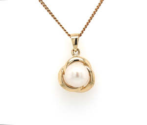 Gold Pearl Knot Pendant