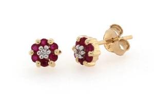 Ruby & Diamond Cluster Earrings