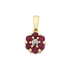 July Ruby Birthstone Collection: Ruby And Diamond Cluster Pendant