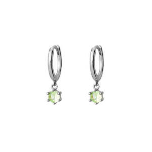 Huggie Earrings With Peridot Cz Drop