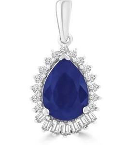 Diamond And Sapphire Teardrop Pendant