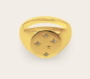 Rings: Whistle & Pop - Starkeeper Southern Cross Signet Ring - Gold Plated - Size 56