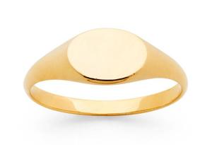 Gold Horizontal Oval Signet Ring