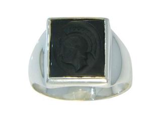 Rings: Stg Silver Hematite Intaglio Ring