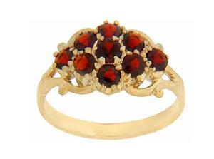 Gold Garnet Flower Design Ring