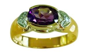 Gold Amethyst & Diamond Ring